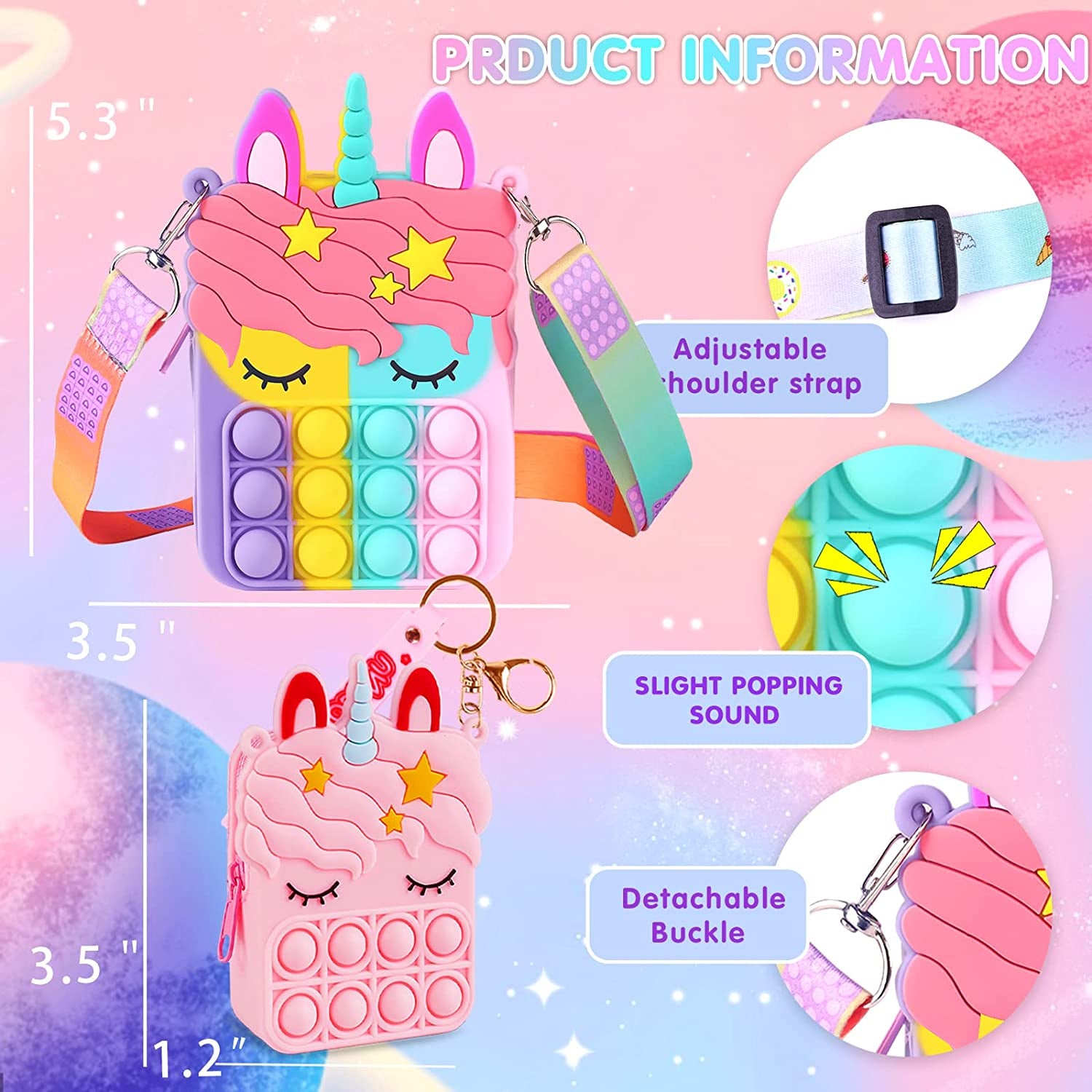 2 Pack Unicorns Gifts for Girls Toys Purse Wallet Pink Unicorn Crossbody Bag Kid Age 3 4 5 6 7 8 9 10 11 12 Years Old Birthday Valentines Gift Stocking Stuffers Christmas Little Pop Girl Stuff